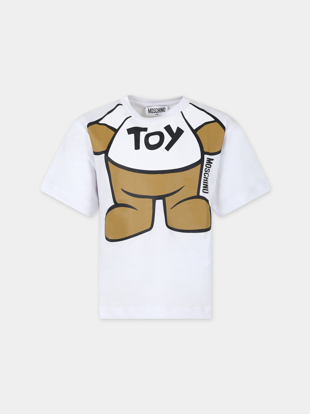 White t-shirt for boy with Teddy Bear and logo